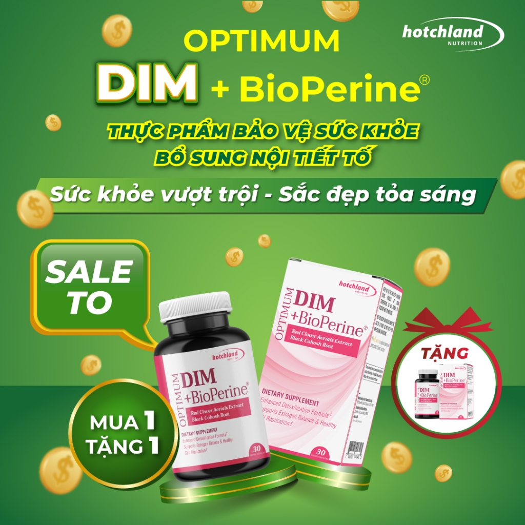 MUA 1 DIM TẶNG 1 DIM. Viên Uống Bổ Sung Nội Tiết Tố Optimum Dim Bioperine Cải Thiện Sinh Lý Ngăn Ngừa Lão Hóa. Hộp 30v