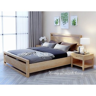 Giường ngủ gỗ sồi mẫu hiện đại kích thước 1M6X2M VÀ 1M8X2M