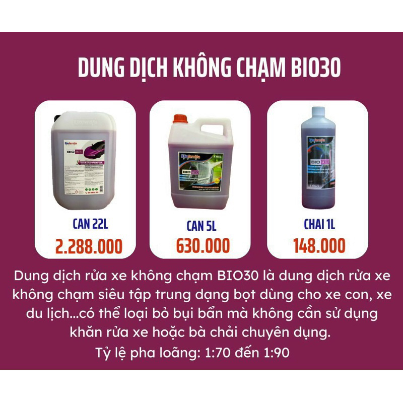 Dung dịch rửa xe không chạm bio 30
