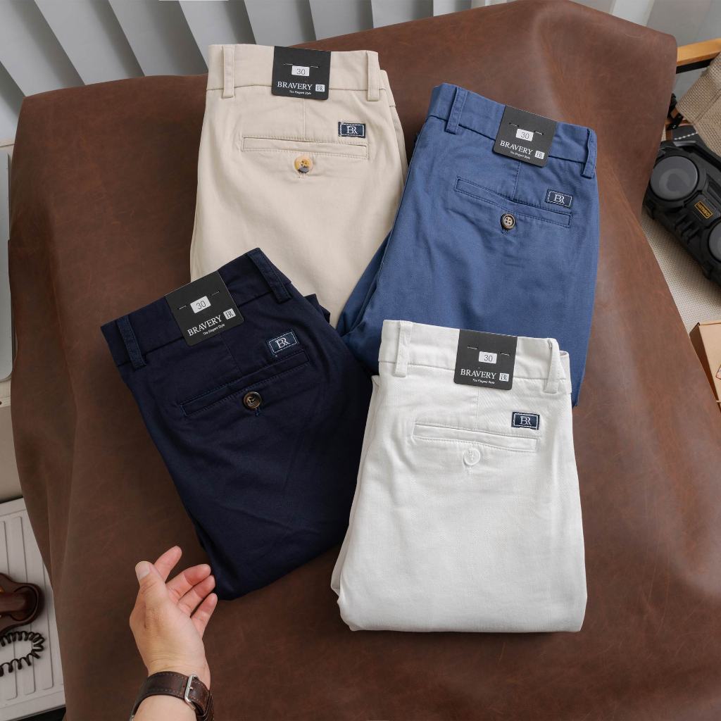 Quần dài nam Bravery vải Kaki Hàn Quốc Basic co giãn, mềm mịn - BRAVERY