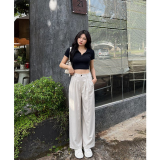 Quần tây suông lưng thun nữ i hhvintage