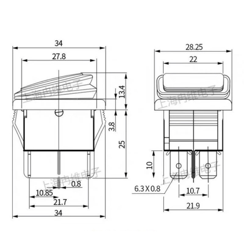 Công Tắc Bập Bênh Chống Nước KCD4 250VAC-16A 6P 3 Chế Độ
