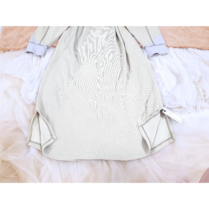 Đầm, Váy A NHẬT, dáng dài, màu xám, len gân xù 1 lớp co giãn, freesize, 2hand, used, 9801