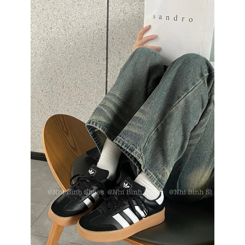 ⚡️SIÊU CẤP⚡️ Giày thể thao Samba sọc đen trắng đế nâu cao