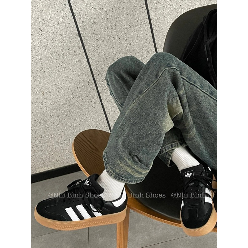 ⚡️SIÊU CẤP⚡️ Giày thể thao Samba sọc đen trắng đế nâu cao