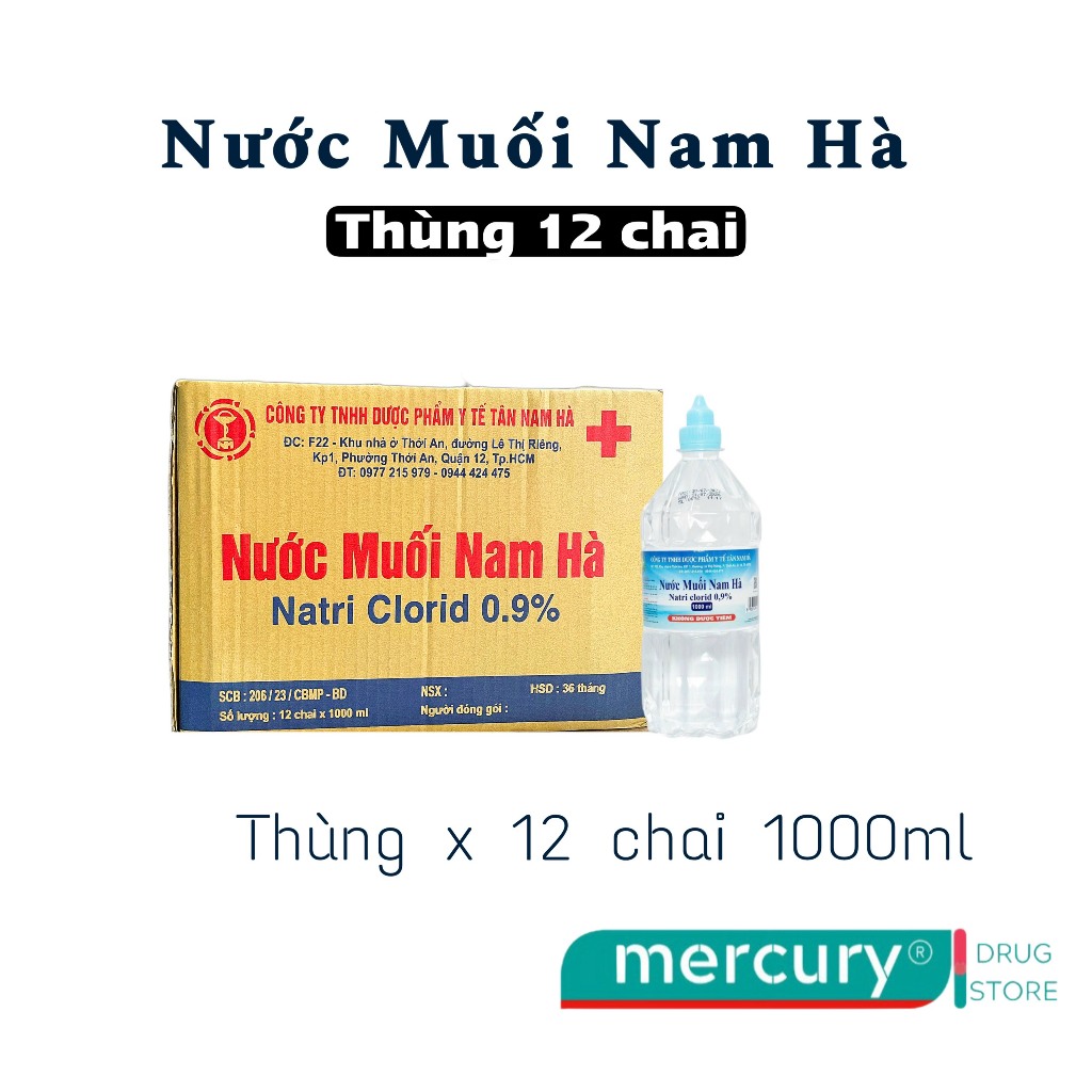 Thùng 12 chai Nước Muối Nam Hà 1000ml