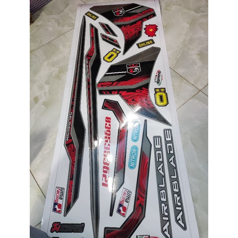 TEM RỜI mẫu mới 2022 họa tiết bắt mắt cho AirBlade 2020 xám Quyen Decal