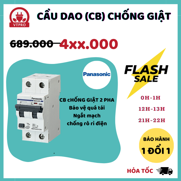 [HÀNG CHÍNH HÃNG] Cầu dao CB chống giật PANASONOC - Aptomat chống giật chống rò rỉ