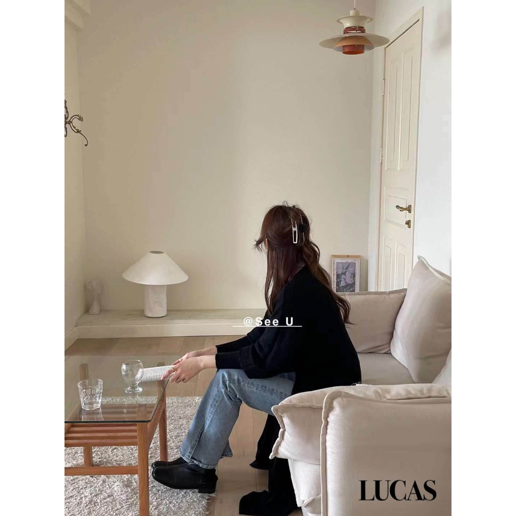 Áo len cardigan khoác see u tay dài dáng dài basic