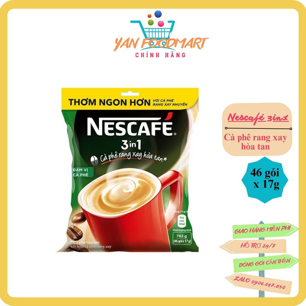 Cà Phê Hòa Tan 3 Trong 1 Đậm Đà Hài Hòa/ Đậm Vị Cà phê Nescafé Hộp 46 gói x 17g