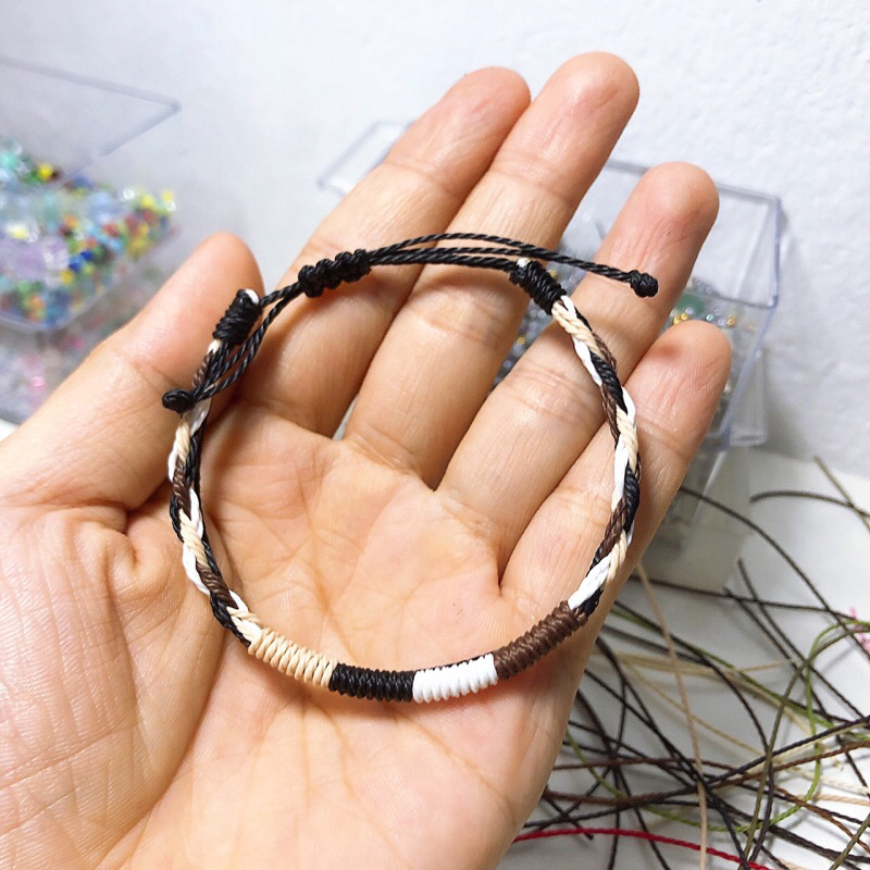 Vòng tay nam,nữ waterproof quấn phối dây đơn giản