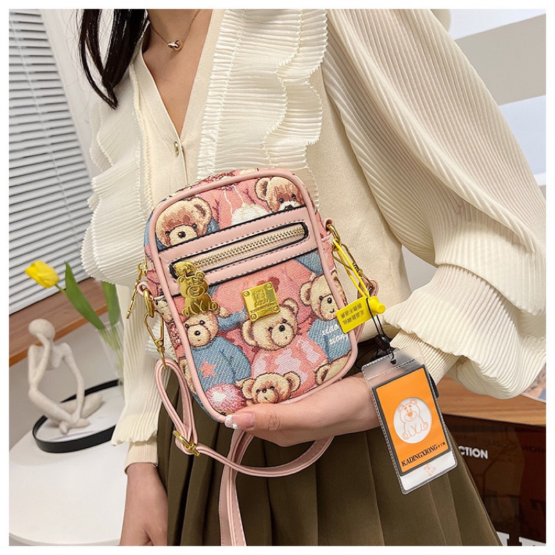 Túi Đeo chéo điện thoại nam nữ hình gấu chính hãng Kadingxiong loại đẹp