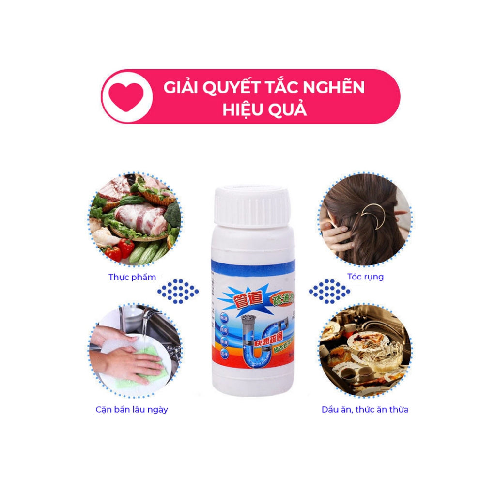 Bột thông tắc cống, bồn cầu, bồn rửa, đường ống cực mạnh