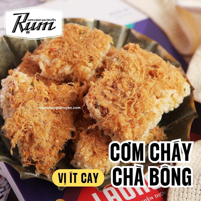 RỤM - CƠM CHÁY CHÀ BÔNG VỊ ÍT CAY 495G (HỘP 3 MIẾNG)