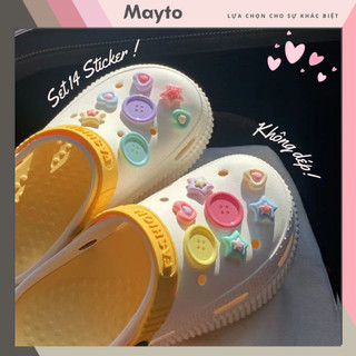 Bộ 14 Sticker, Charm 3D chủ đề nút DIY Mayto nhựa cứng gắn Dép Cross, Dép Sục, Cá Sấu JB-68
