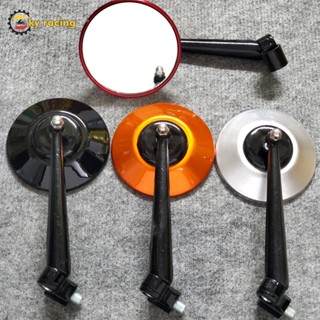 (KVN) Gương chiếu hậu, kính chiếu hậu xe máy kiểu tròn phẳng mặt gương trắng ốc chân gương ren 10li răng thuận