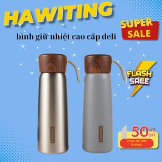 Bình giữ nhiệt nắp gỗ 450ml, bình giữ nhiệt , inox 304 chống tràn, giữ nhiệt 8-12 tiếng