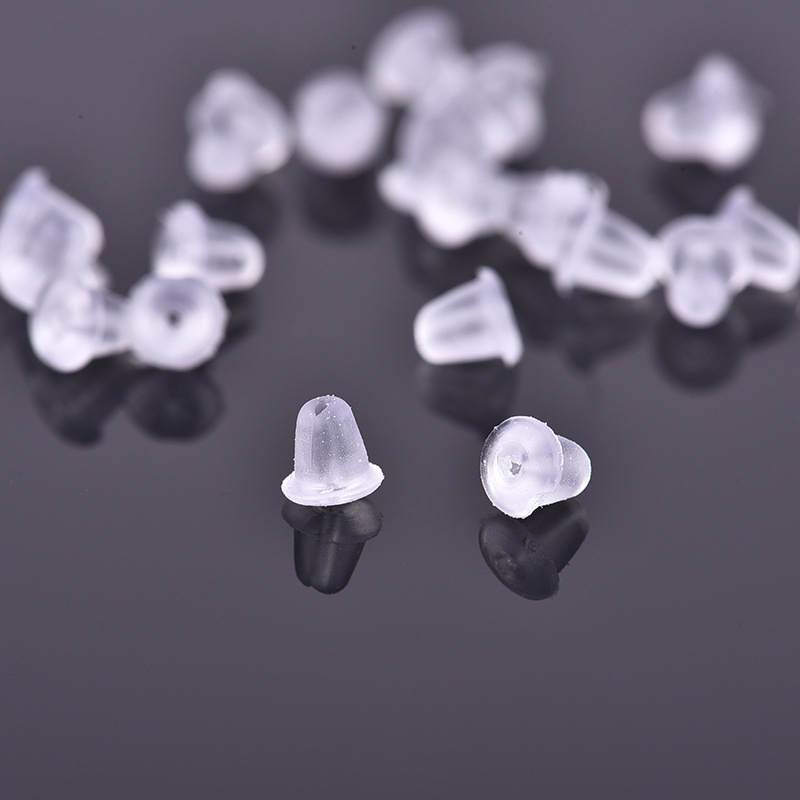 Chốt nhựa bông tai bạc đính nút cao su silicon Phuc Minh Jewelry