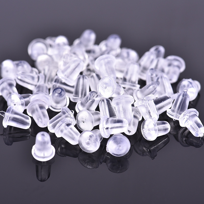 Chốt nhựa bông tai bạc đính nút cao su silicon Phuc Minh Jewelry