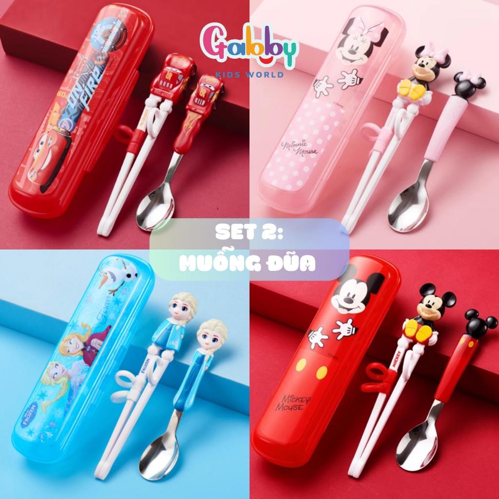 Bộ Muỗng, Đũa, Nĩa Inox Cao Cấp Disney Cho Bé (Hình Mickey/ Minnie/ McQueen/ Elsa/ Mike/ Sulley/ Stitch)