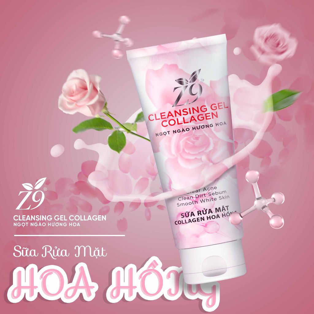 Sữa Rửa Mặt Hoa Hồng Z9 Làm Sạch Dầu Thừa Giảm Lão Hoá Da  Z10