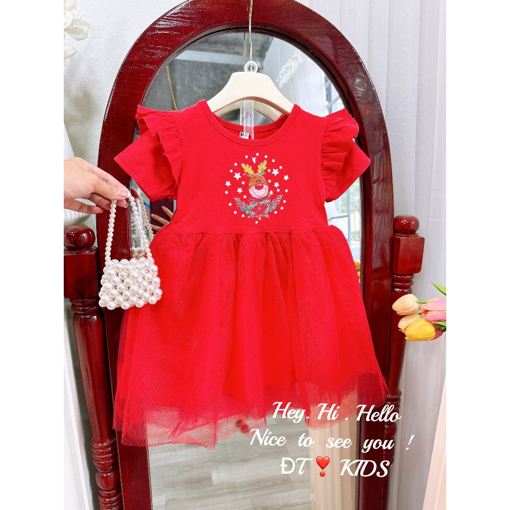 Váy bé gái - đầm noel tay bèo giá rẻ cho bé 8-18kg