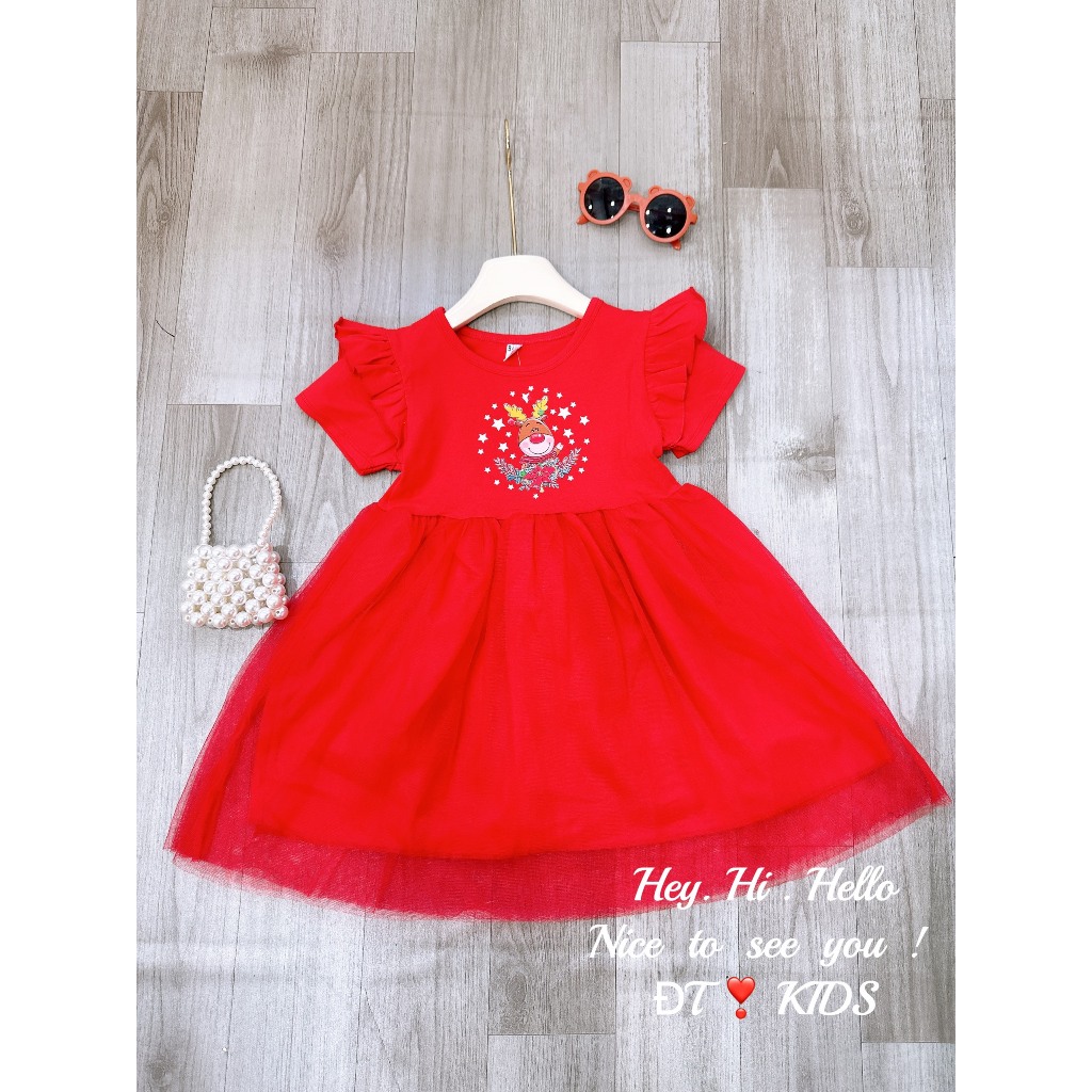 Váy bé gái - đầm noel tay bèo giá rẻ cho bé 8-18kg