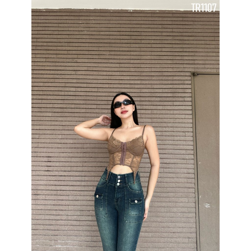 Quần jeans nữ túi hộp ôm body lưng cao