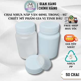  Chai nhựa 60ml  50 chai  có nút chống tràn nước Chai chiết mĩ phẩm sữa tắm 60ml 