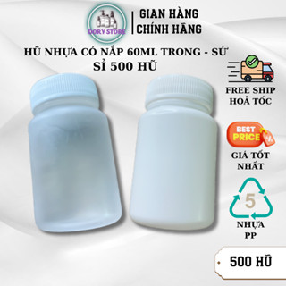  Combo 500 Hũ Nhựa PP 60ml Có Nắp Vặn Và Nút Trong Chiết Mỹ Phẩm Du Lịch 