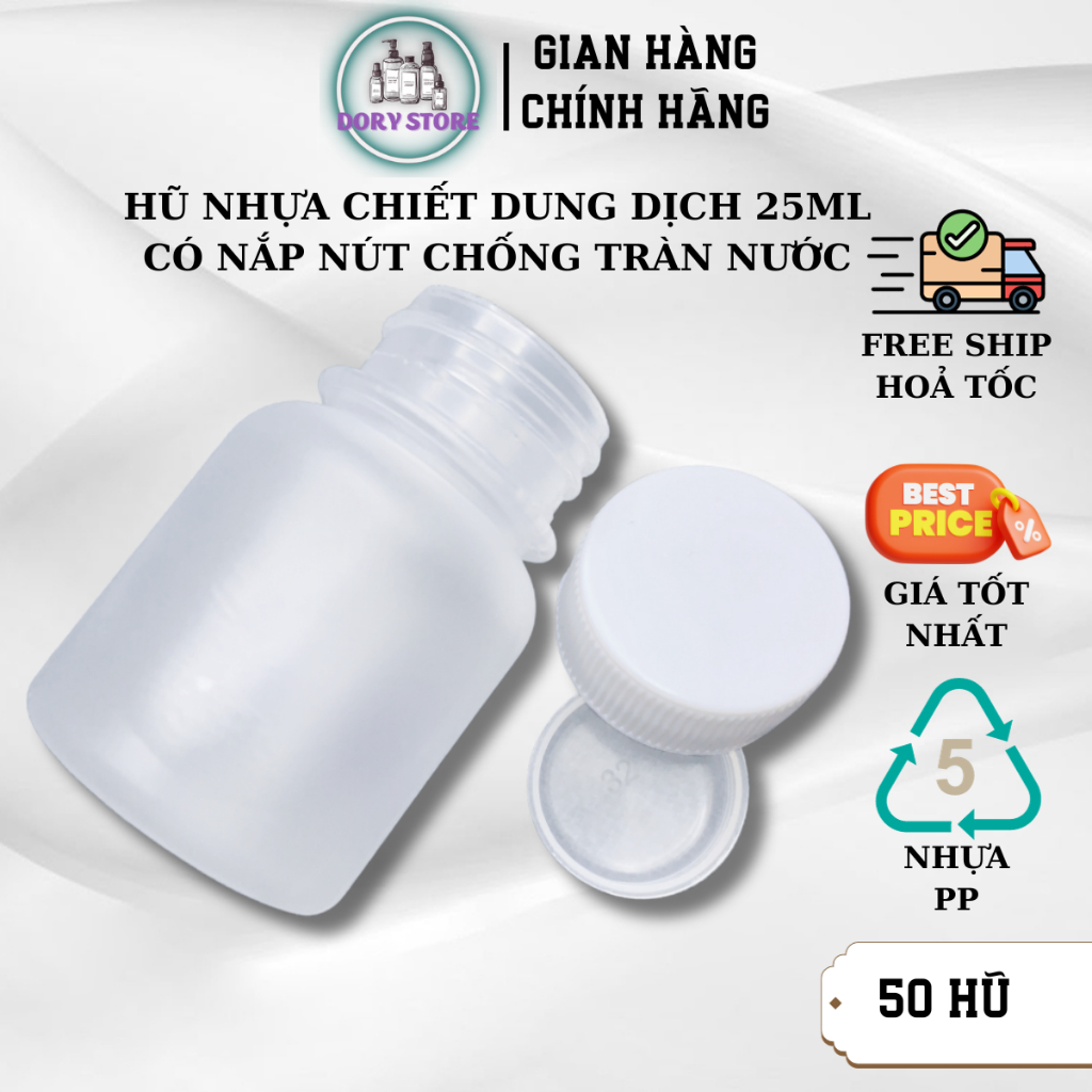 Hũ nhựa có nắp 25ml  , hũ chiết mỹ phẩm du lịch 25ml có nút chống tràn nước