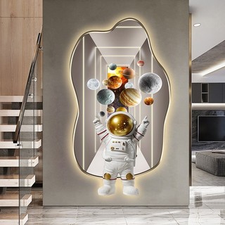 Tranh Tráng Gương 3D Đèn Led Cao Cấp Phi Hành Gia , Kaws Toy Treo Tường Trang Trí Phòng Khách / Phòng Ngủ Của Bé