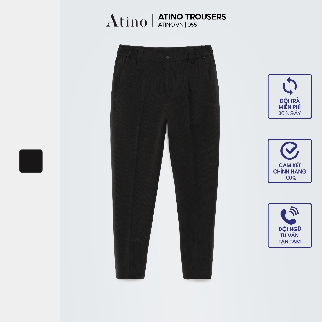 Quần Âu Nam Trơn Chun Hông ATINO Vải Polyester Co Giãn Pha Rayon Thông Thoáng Form Slim QA1.055