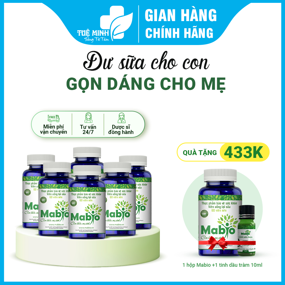 Combo 6 Hộp Lợi Sữa Mabio - Liệu trình hoàn hảo giúp mẹ dư sữa, sữa sánh vàng, gọn dáng sau sinh