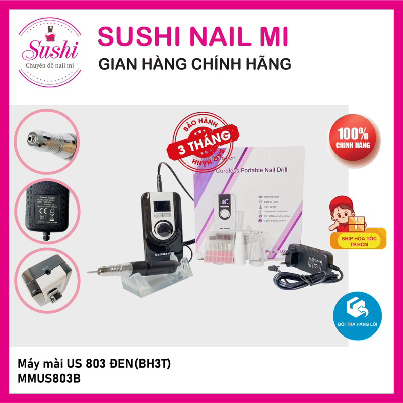 Máy mài tích điện Nail Master US 803 - Chạy cực êm 35000 RPM – Bảo hành 3 tháng - Sushi nail mi