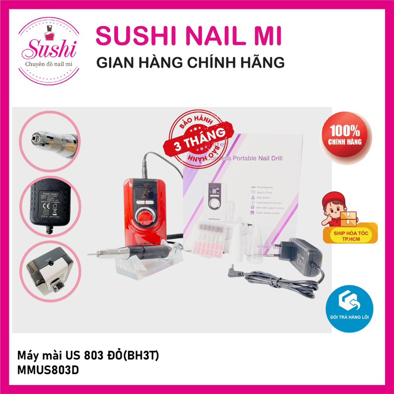 Máy mài tích điện Nail Master US 803 - Chạy cực êm 35000 RPM – Bảo hành 3 tháng - Sushi nail mi