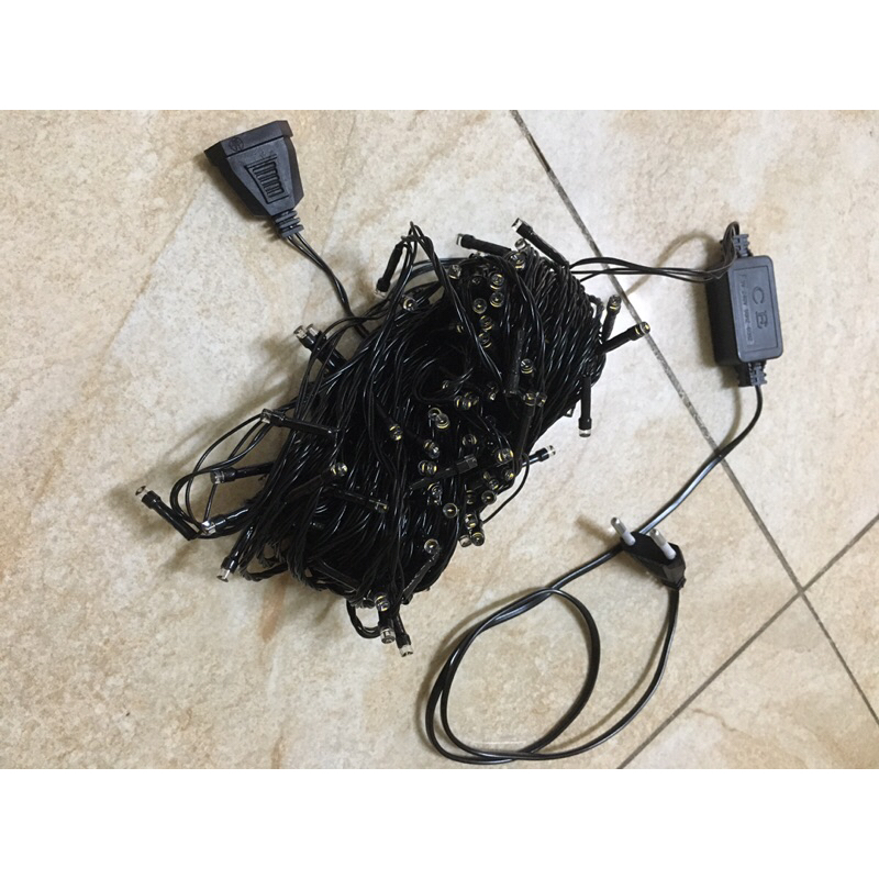 Đèn Led trang trí 20 mét dây đen không chớp sáng vàng / trắng