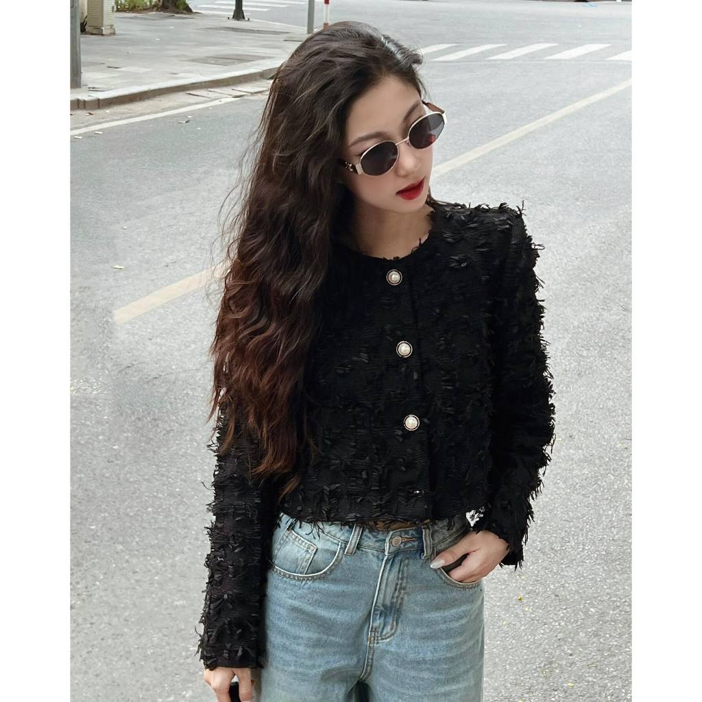 Áo dạ tweed thiết kế dáng ngắn phối tua rua 2 lớp - Felicia Jacket