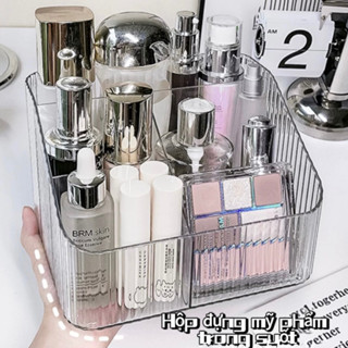 Hộp đựng mỹ phẩm kệ để đồ hổ phách cao cấp dung tích lớn bàn trang điểm son môi sản phẩm chăm sóc da trong suốt