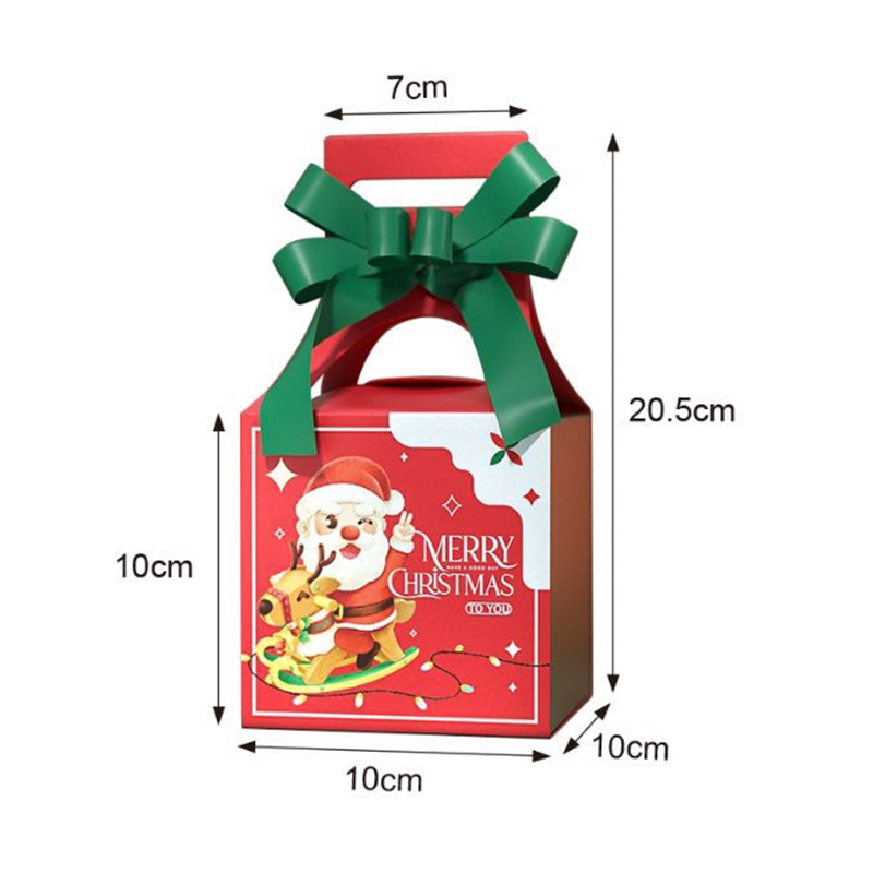 Hộp quà Noel vuông 10cm quai xách H31 hộp giấy mini Giáng sinh quai cầm dễ thương