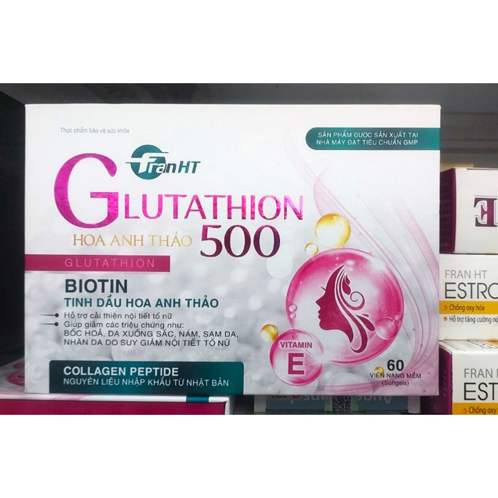 Viên Uống Glutathion 500 Hoa Anh Thảo + L-Cystine Giúp làm trắng da