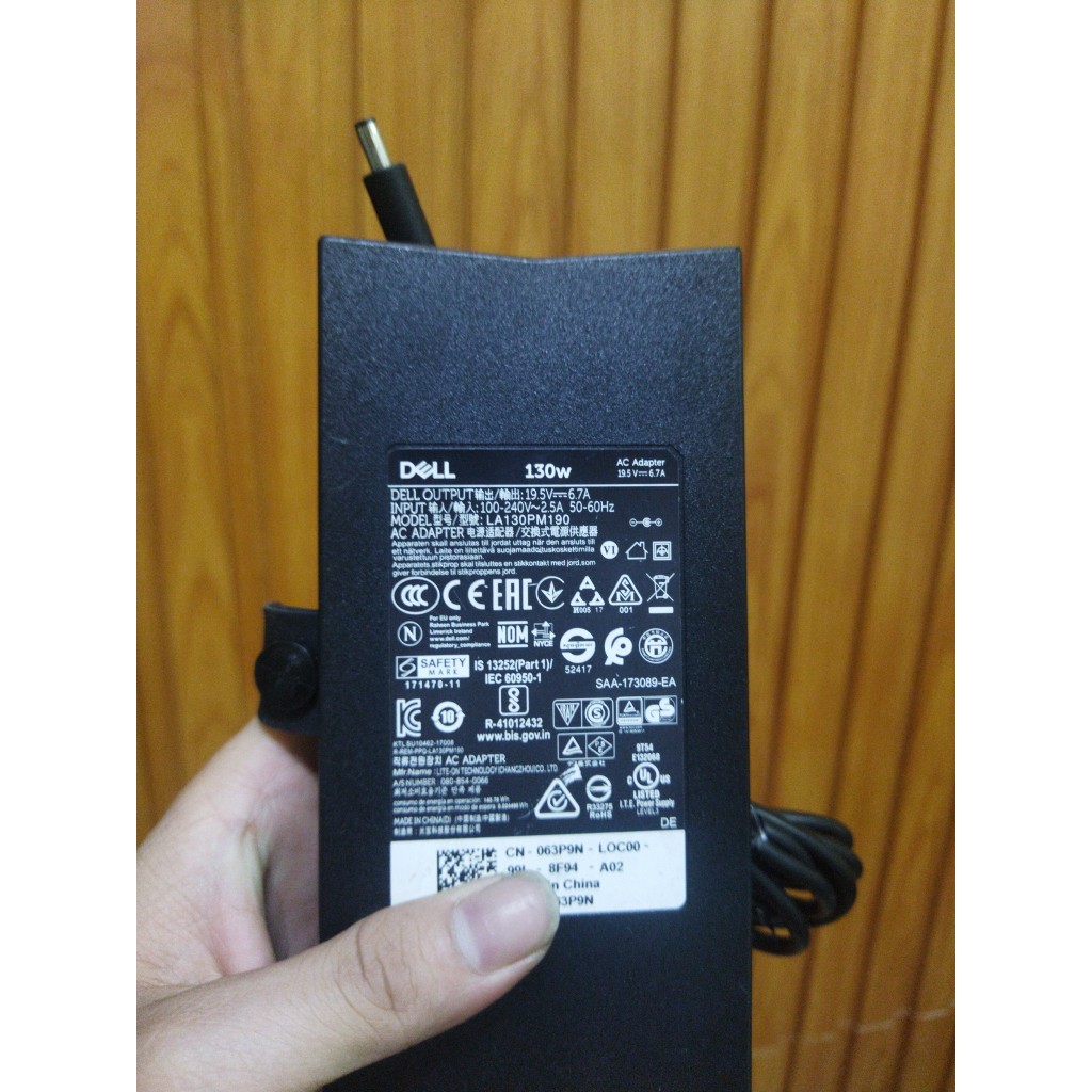 Sạc Dell 130w chân kim nhỏ  kèm dây nguồn zin đét