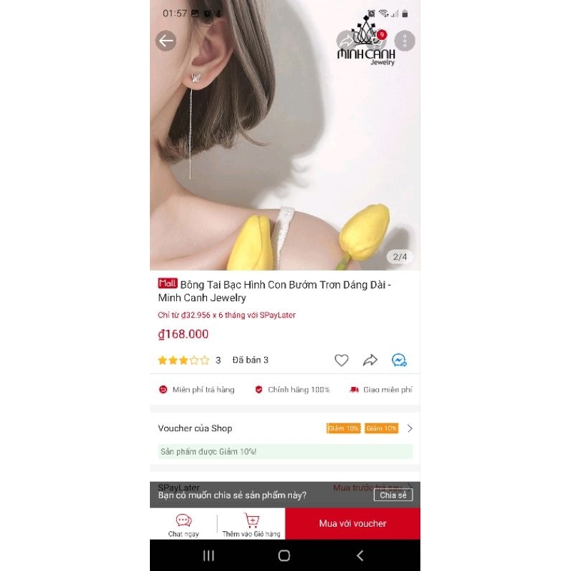 Bông tai bạc thanh lý