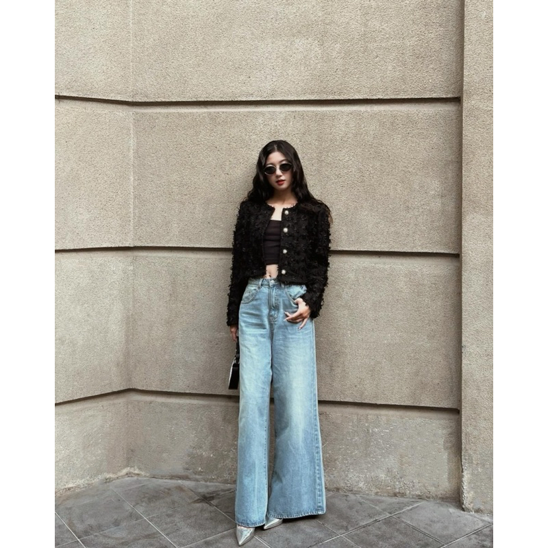 Áo dạ tweed thiết kế dáng ngắn phối tua rua 2 lớp - Felicia Jacket