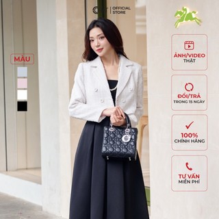 Áo Blazer Nữ 𝐂𝐂𝐇𝐀𝐓 Dáng Ôm Ngắn Croptop Chất Dạ Tweed Cao Cấp Thanh Lịch 23EHZ5001OT