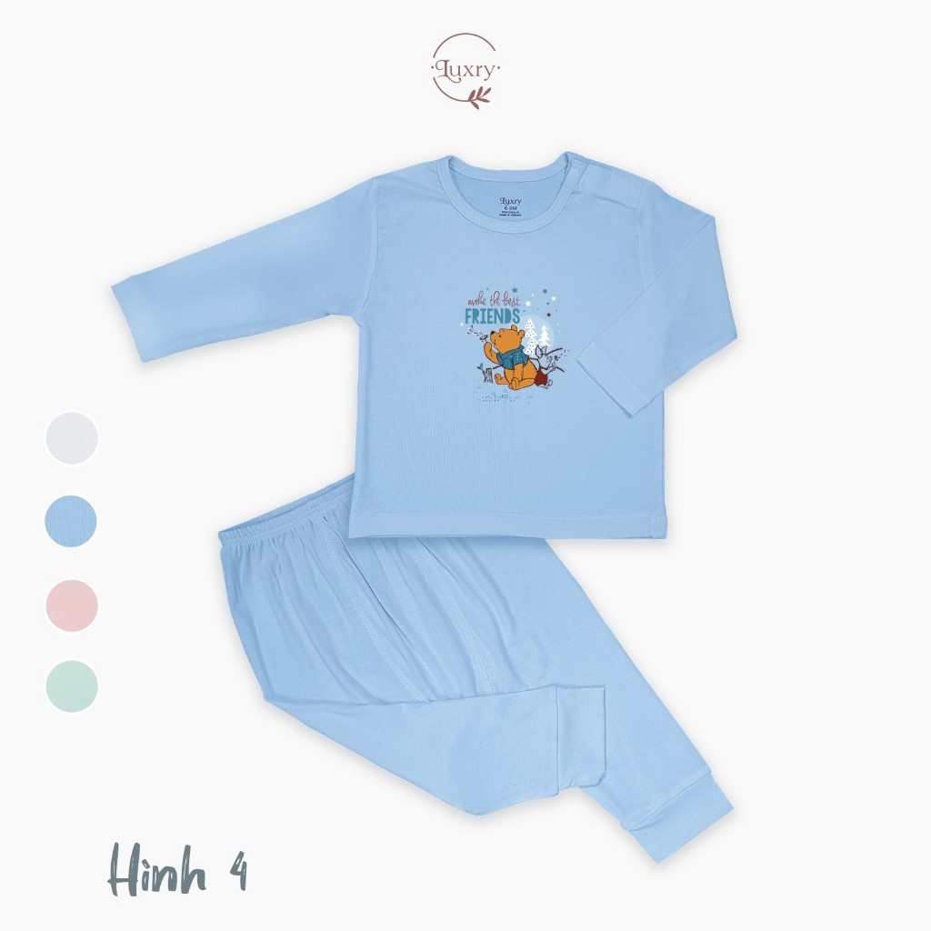 Bộ dài cài vai thương hiệu Luxry hình in nghộ nghĩnh vải sợi tre cao cấp