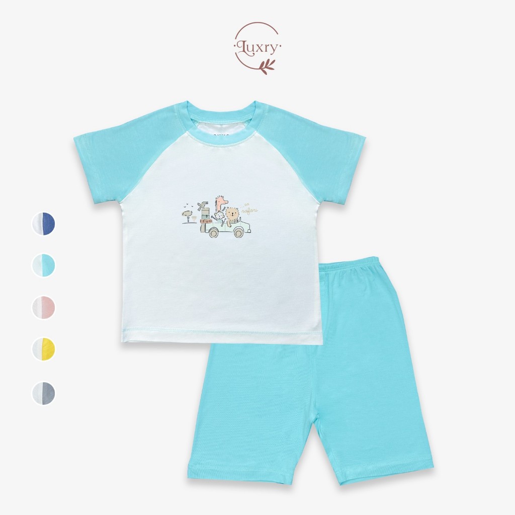 Bộ cộc quần lửng phối chất peptit thương hiệu Luxry cho bé 6 tháng đến 5 tuổi