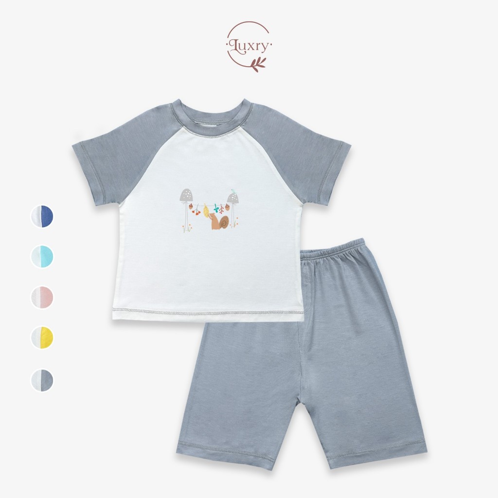 Bộ cộc quần lửng phối chất peptit thương hiệu Luxry cho bé 6 tháng đến 5 tuổi