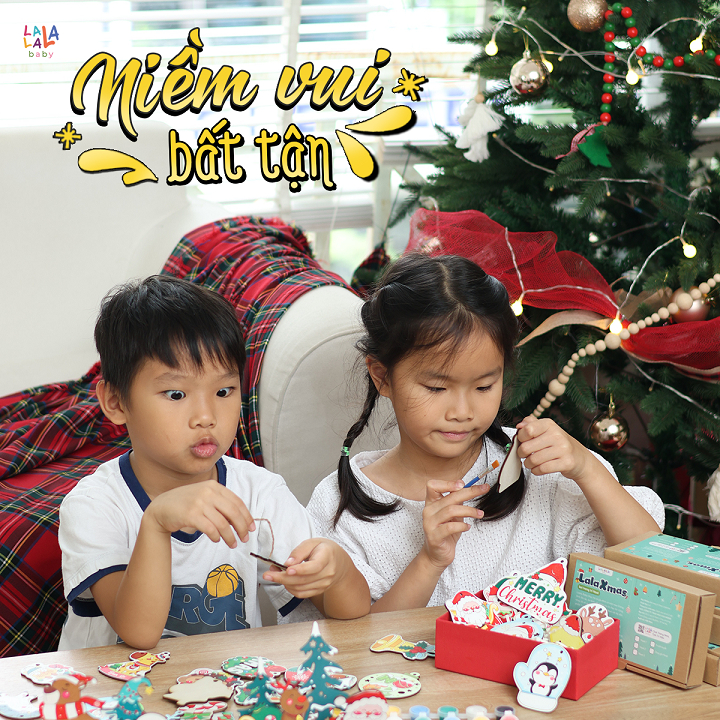 Set tô màu trang trí noel 2024 Kèm màu LalaXmas decor giáng sinh Đồ chơi thủ công cho bé Lalala baby