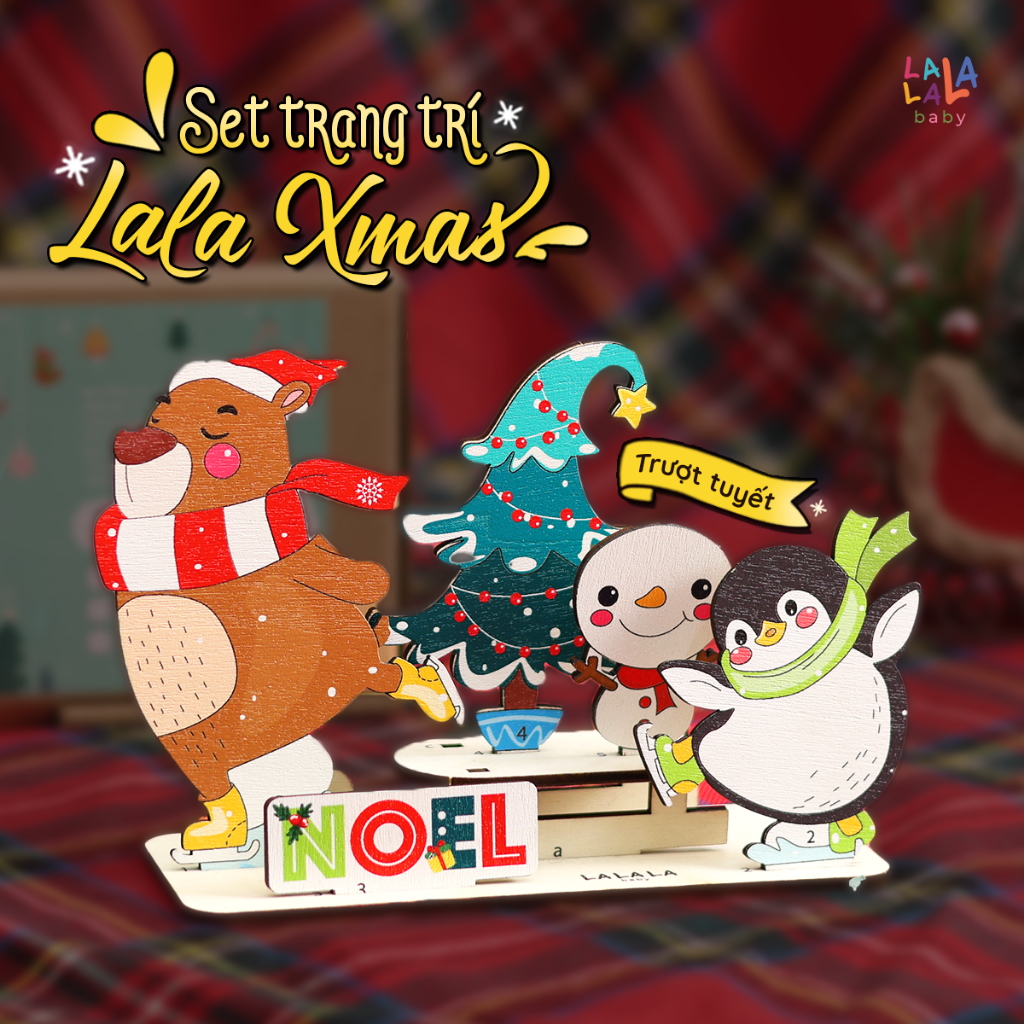 Set tô màu trang trí noel 2024 Kèm màu LalaXmas decor giáng sinh Đồ chơi thủ công cho bé Lalala baby